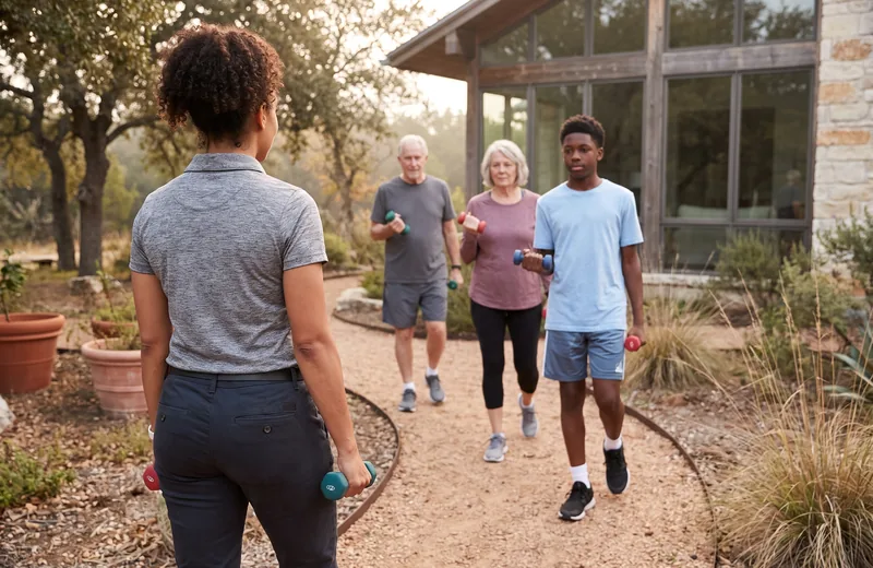 A family walking together outdoors