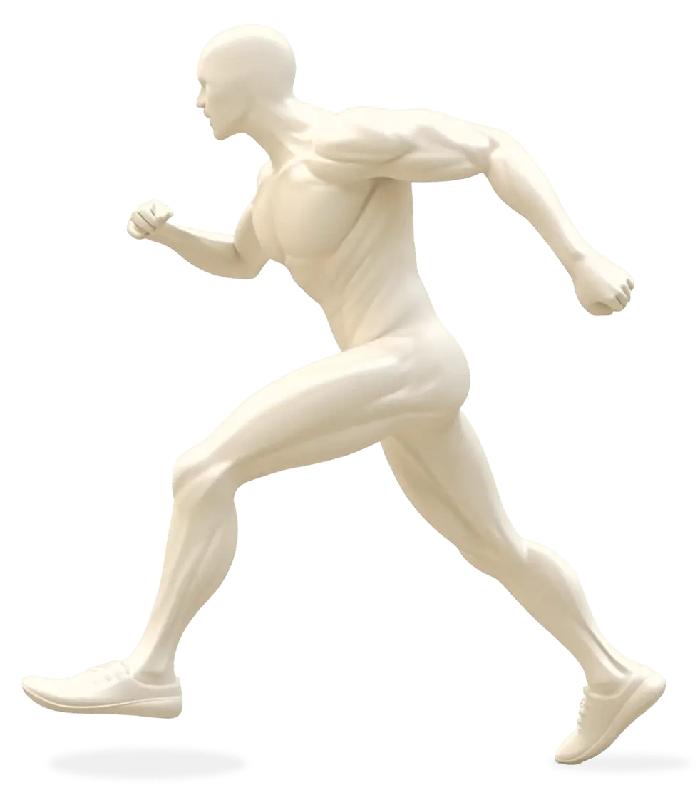 3D body model highlighting five common areas we treat