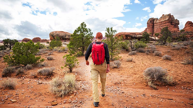 man hiking in utah image